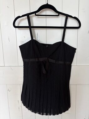 NWT Marc By Marc Jacobs Black Pleated Ribbon-Trim Camisole